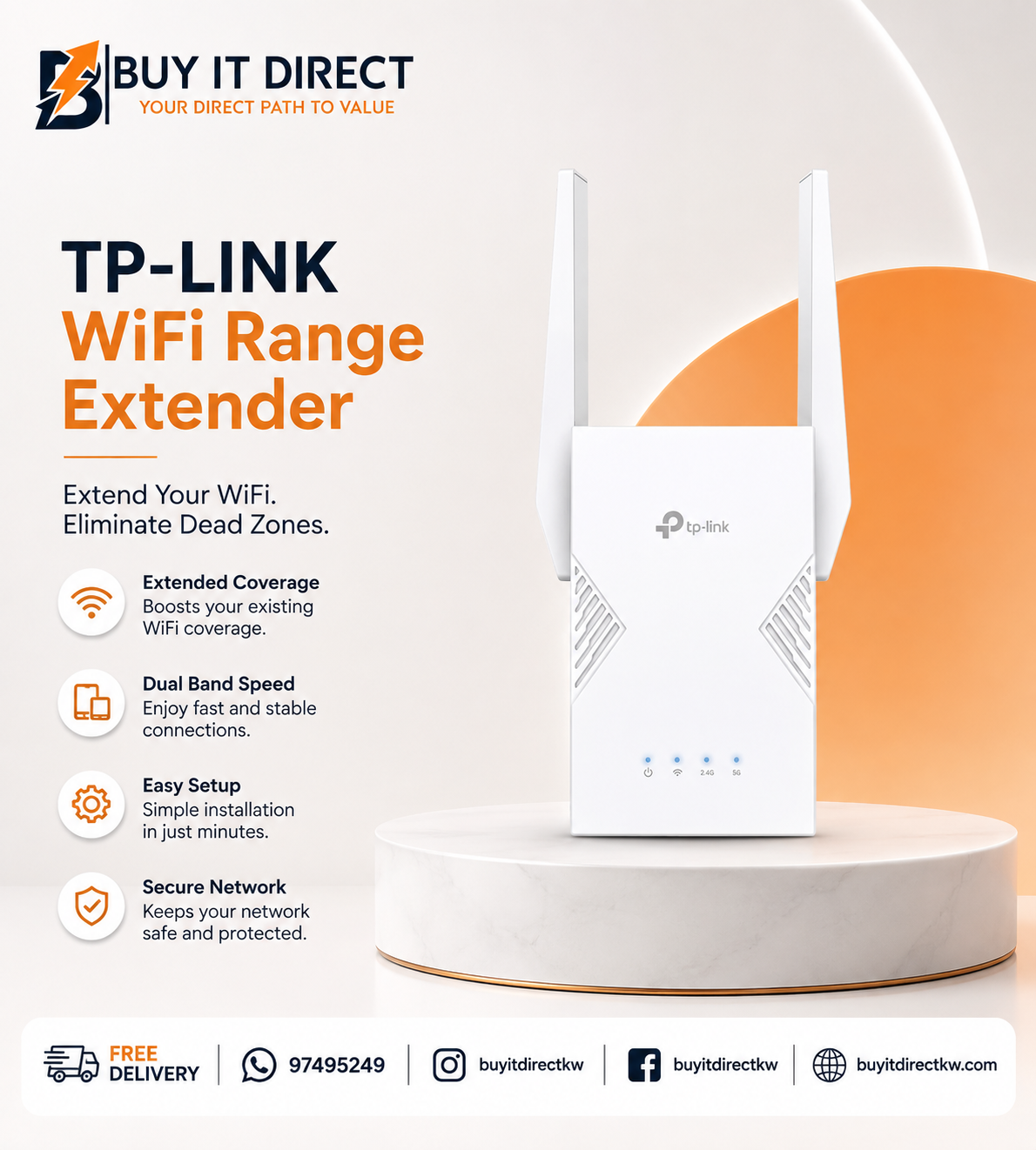 مقوي إشارة TP-Link RE235BE BE3600 مزدوج النطاق بتقنية Wi-Fi 7