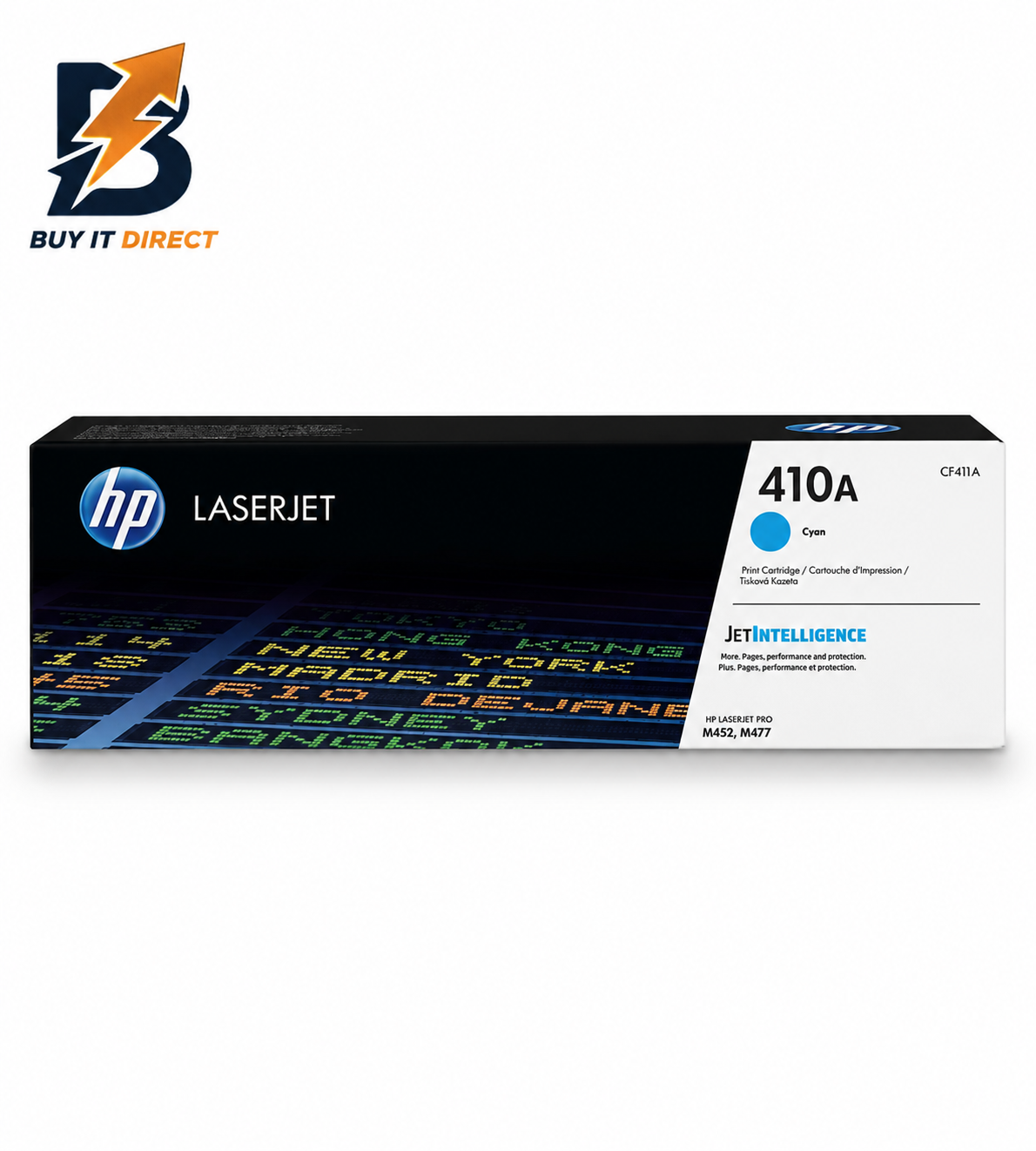 خرطوشة تونر HP 410A الأصلية باللون السماوي لطابعات LaserJet – 2,300 صفحة – CF411A