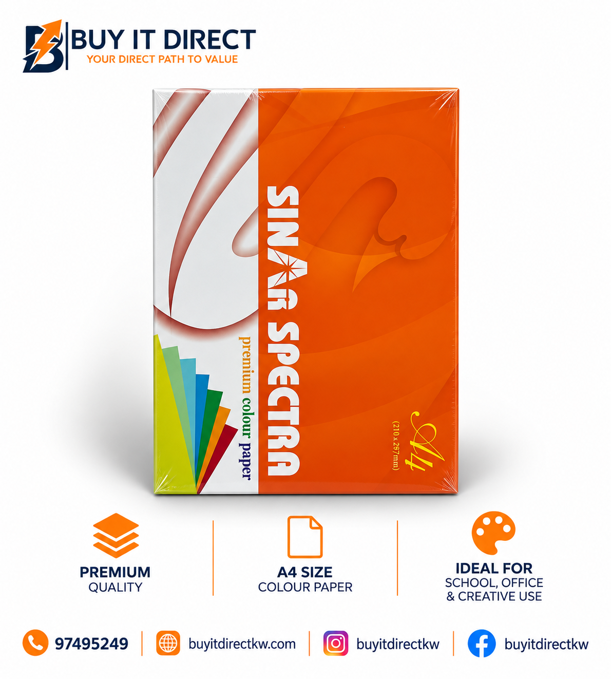 SINAR SPECTRA Colour Paper Sheets 80 GSM Saffron