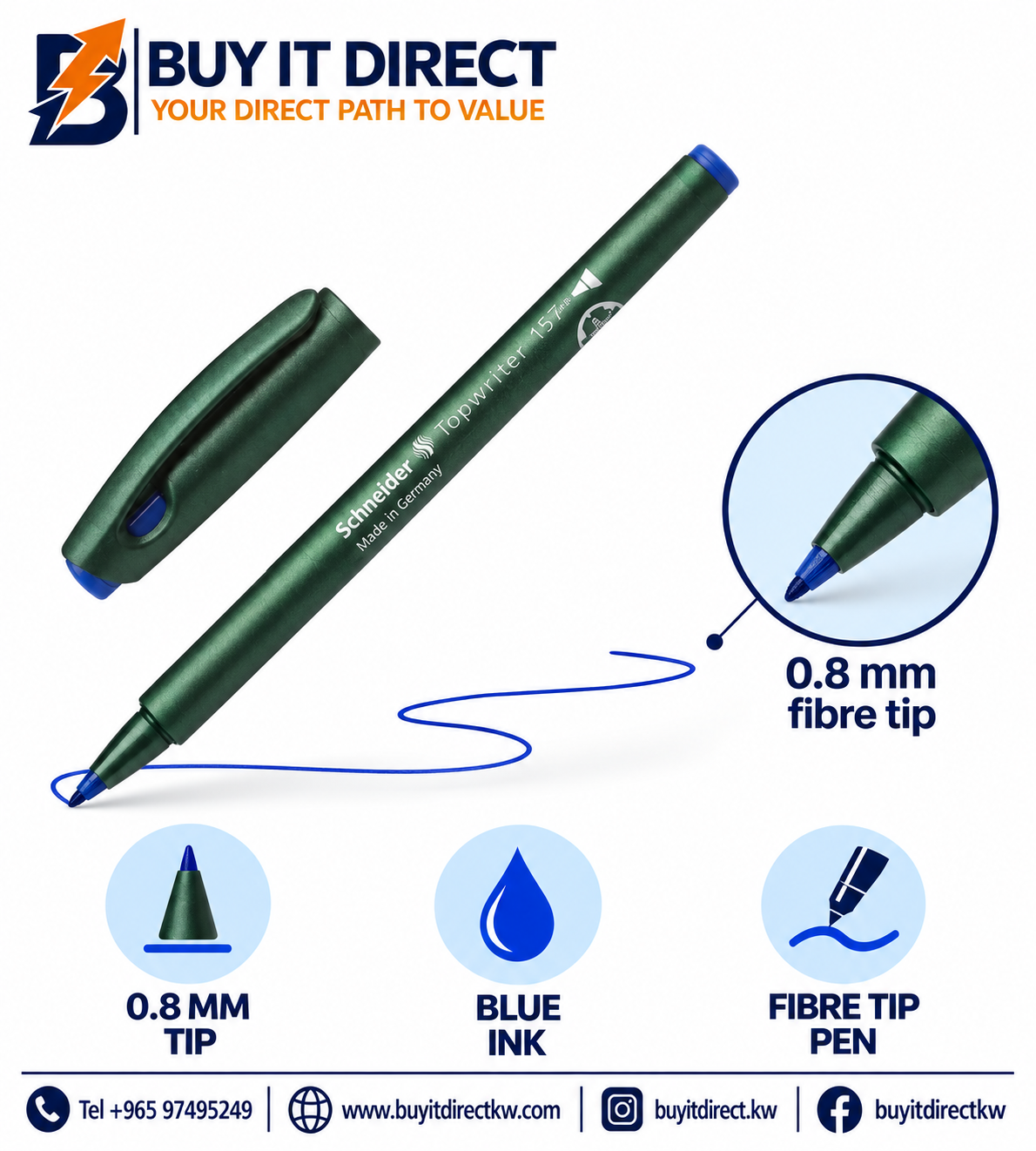 Schneider Topwriter 157 0.8 mm Blue Pen