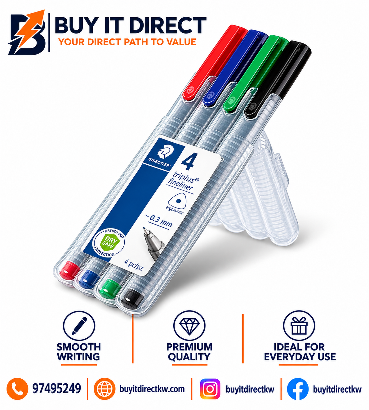 STAEDTLER Fineliner 0.3 mm 4 Piece Set