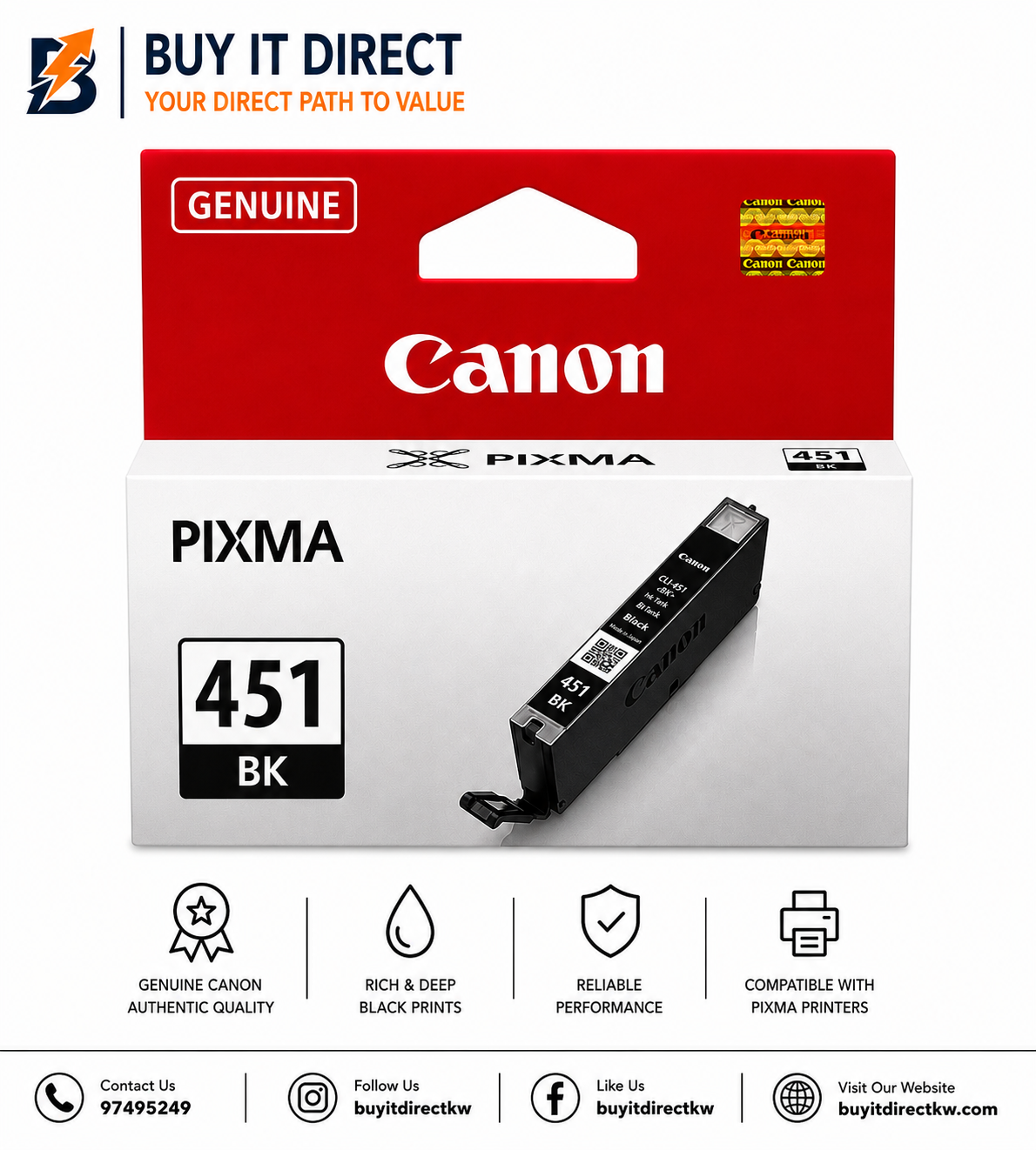 خرطوشة حبر أسود Canon CLI451BK