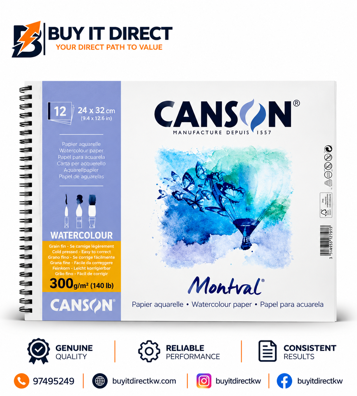 Canson Montval Watercolour Paper 300 gsm 24 x 32 cm