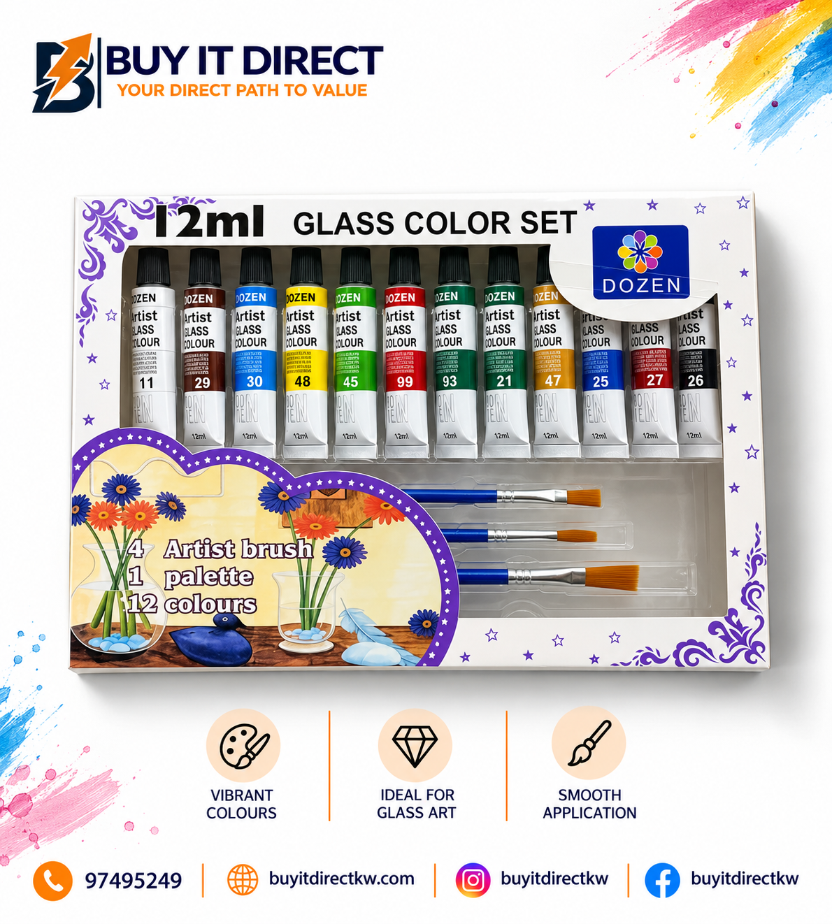 Dozen 12ml Glass Color Set