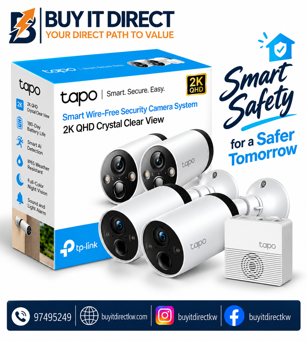 TP-Link Tapo C420S2 Smart Wire-Free Security Camera System, 2-Camera System