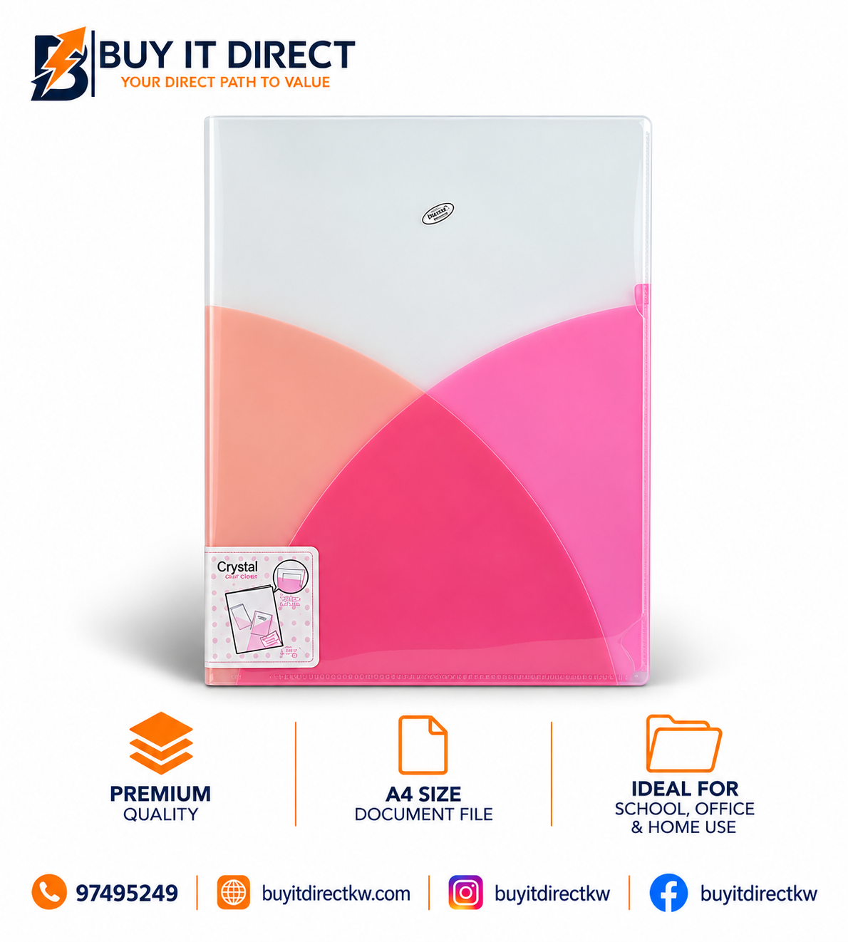 Clear Book 20 Pockets – Pink Crystal