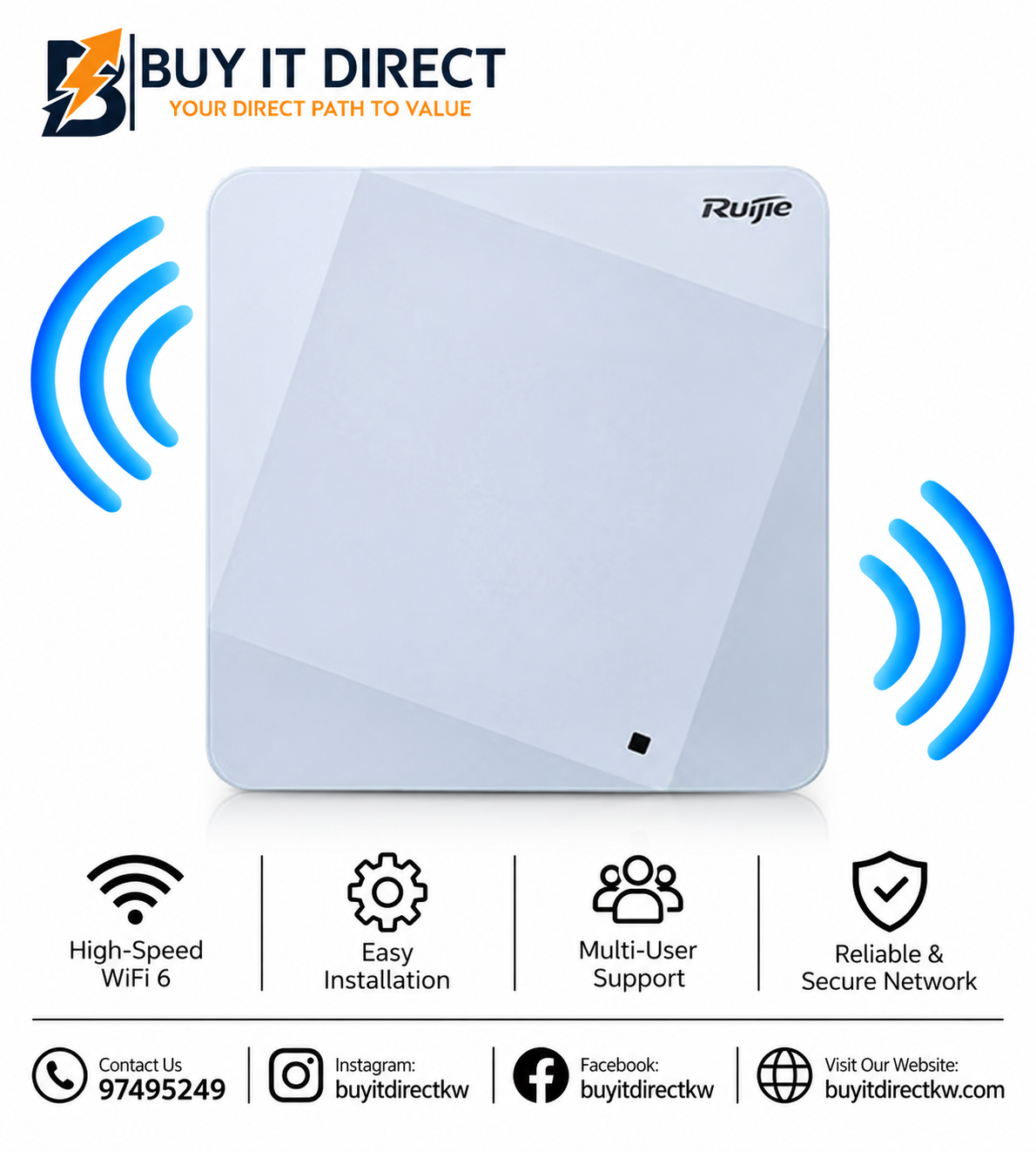 نقطة وصول Ruijie RG-AP710 Wi-Fi 5 ثنائية النطاق للاستخدام الداخلي RG-AP710