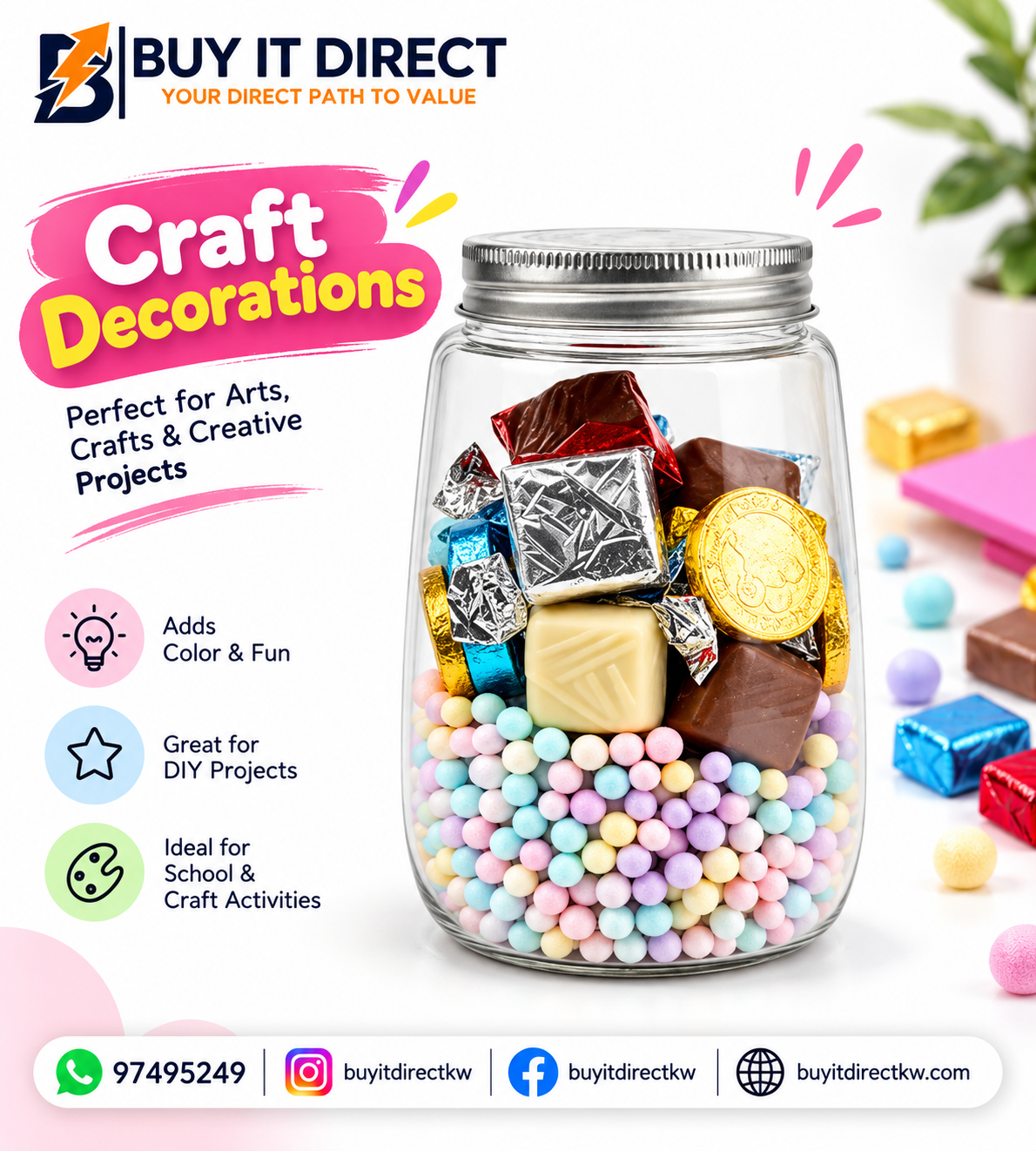 Colourful Foam Balls – Jar with Chocolate Shapes