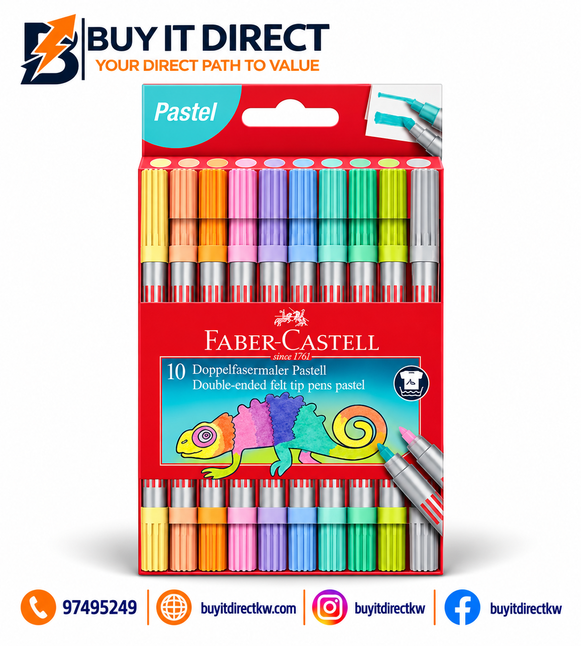 Faber-Castell Double-Ended Felt Tip Pens Pastel – Set of 10