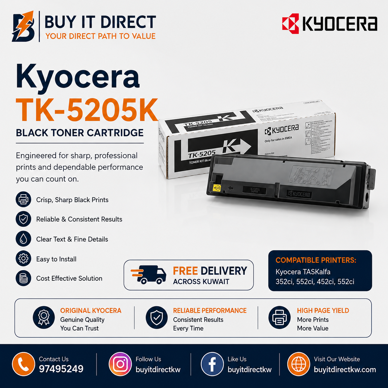خرطوشة تونر أسود Kyocera TK5205K