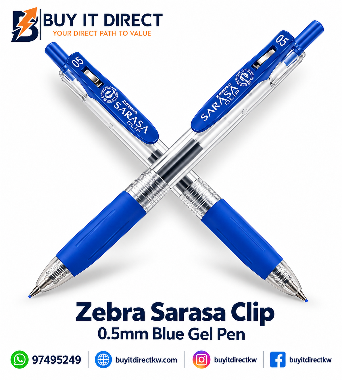 قلم Zebra Sarasa Clip جل 0.5 مم أزرق