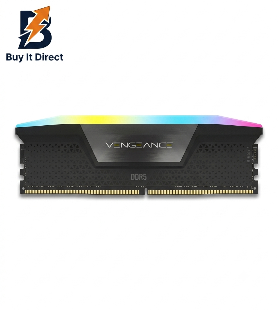 ذاكرة Corsair VENGEANCE RGB DDR5 سعة 16 جيجابايت بتردد 5200 ميجاهرتز وتوقيت CL40، قطعة واحدة سعة 16 جيجابايت، لون أسود