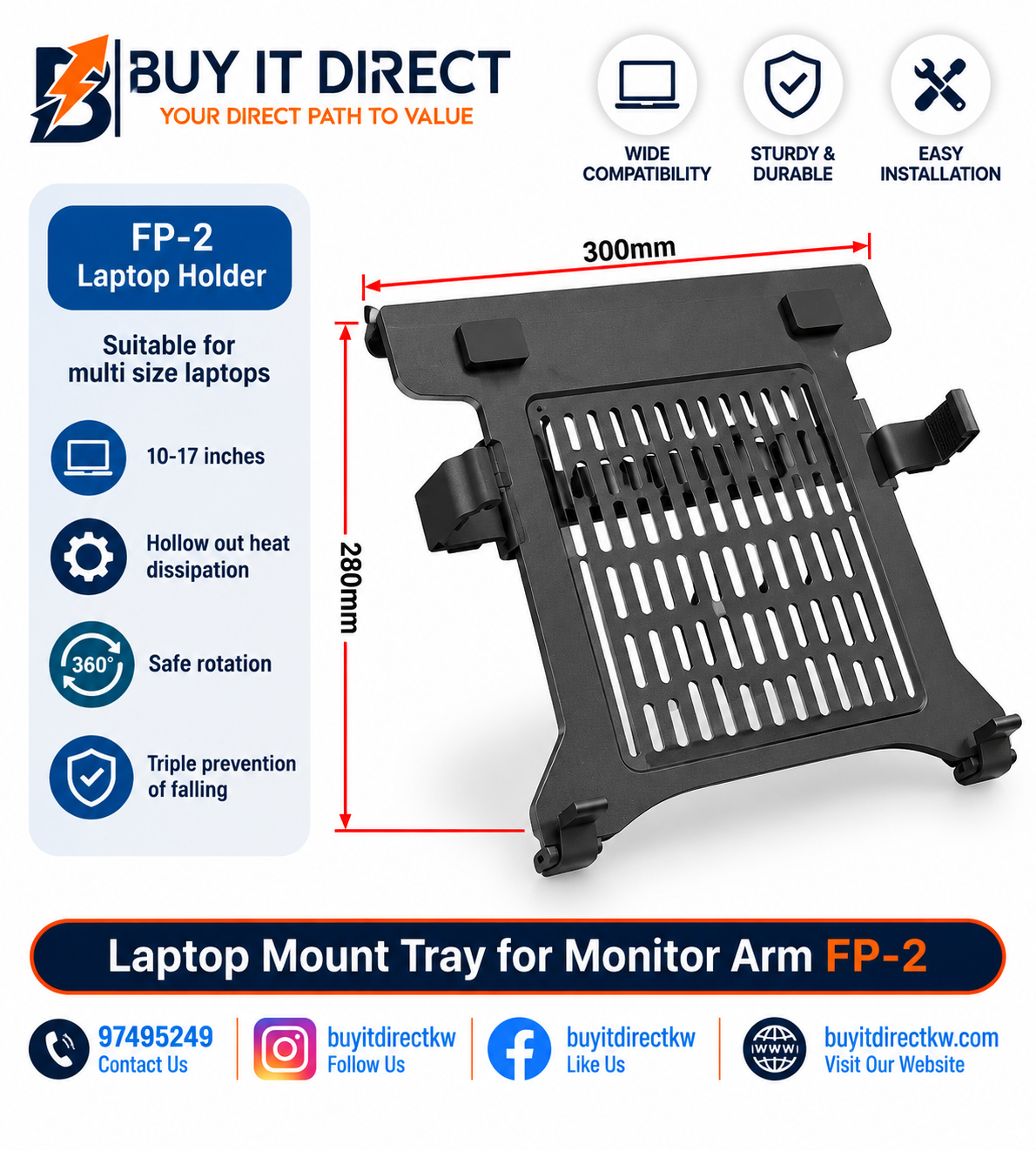 Laptop Mount Tray for Monitor Arm FP-2