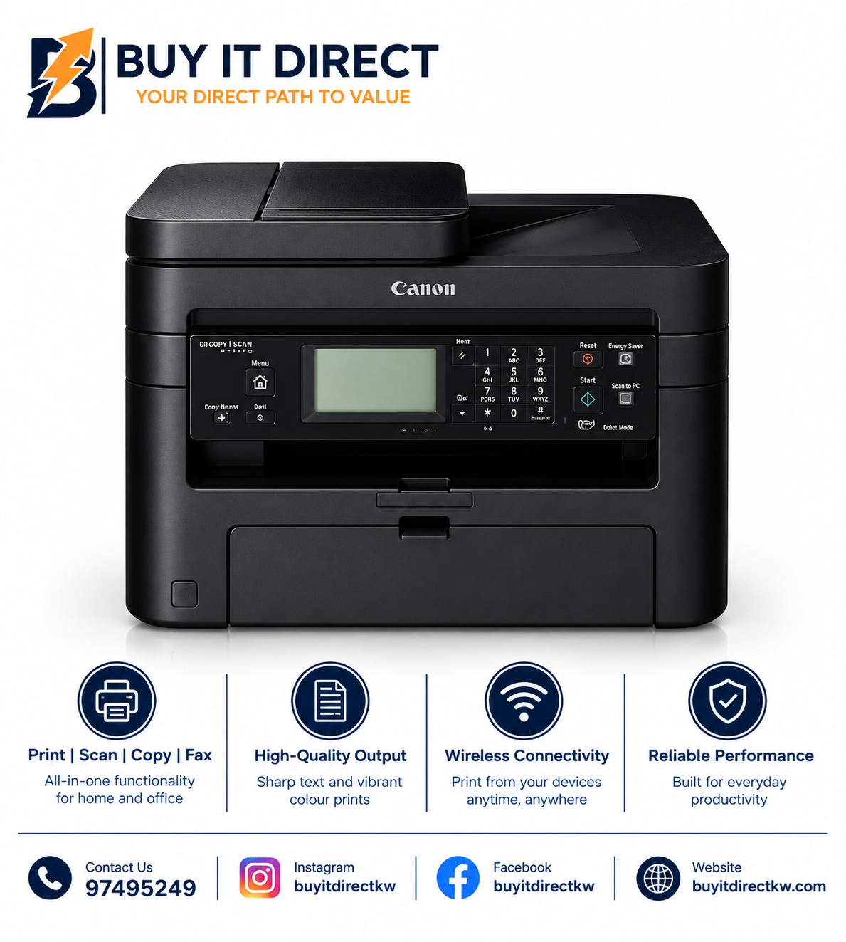 Canon i SENSYS MF237w Wireless Monochrome Laser Multifunction Printer