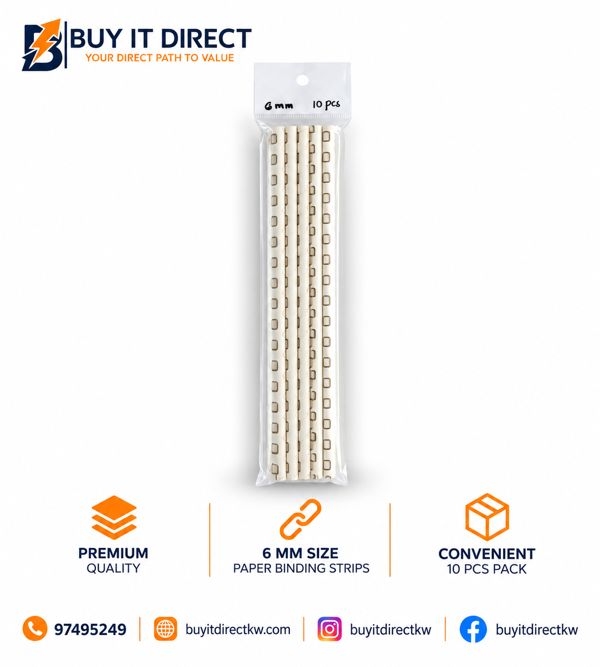 Binder Comb 6mm 10 pcs - White