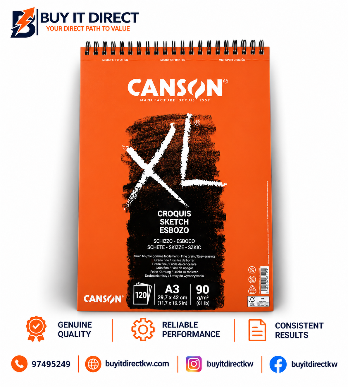 Canson XL Sketch 90 gsm 120 Sheets