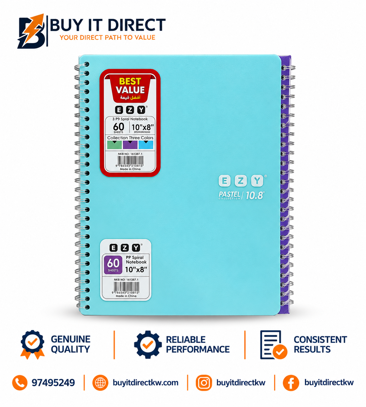 60 Sheets 10x8 3 Notebooks