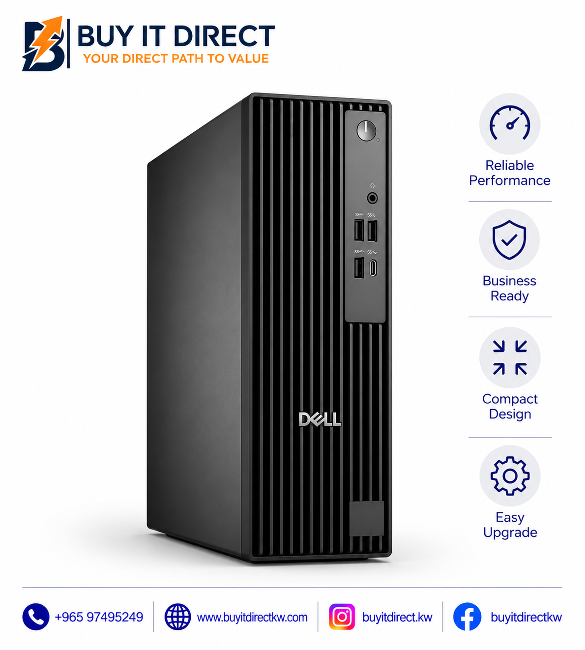 كمبيوتر Dell Pro Slim QCS1250 بمعالج Core i7 وذاكرة 8GB وSSD NVMe سعة 1TB