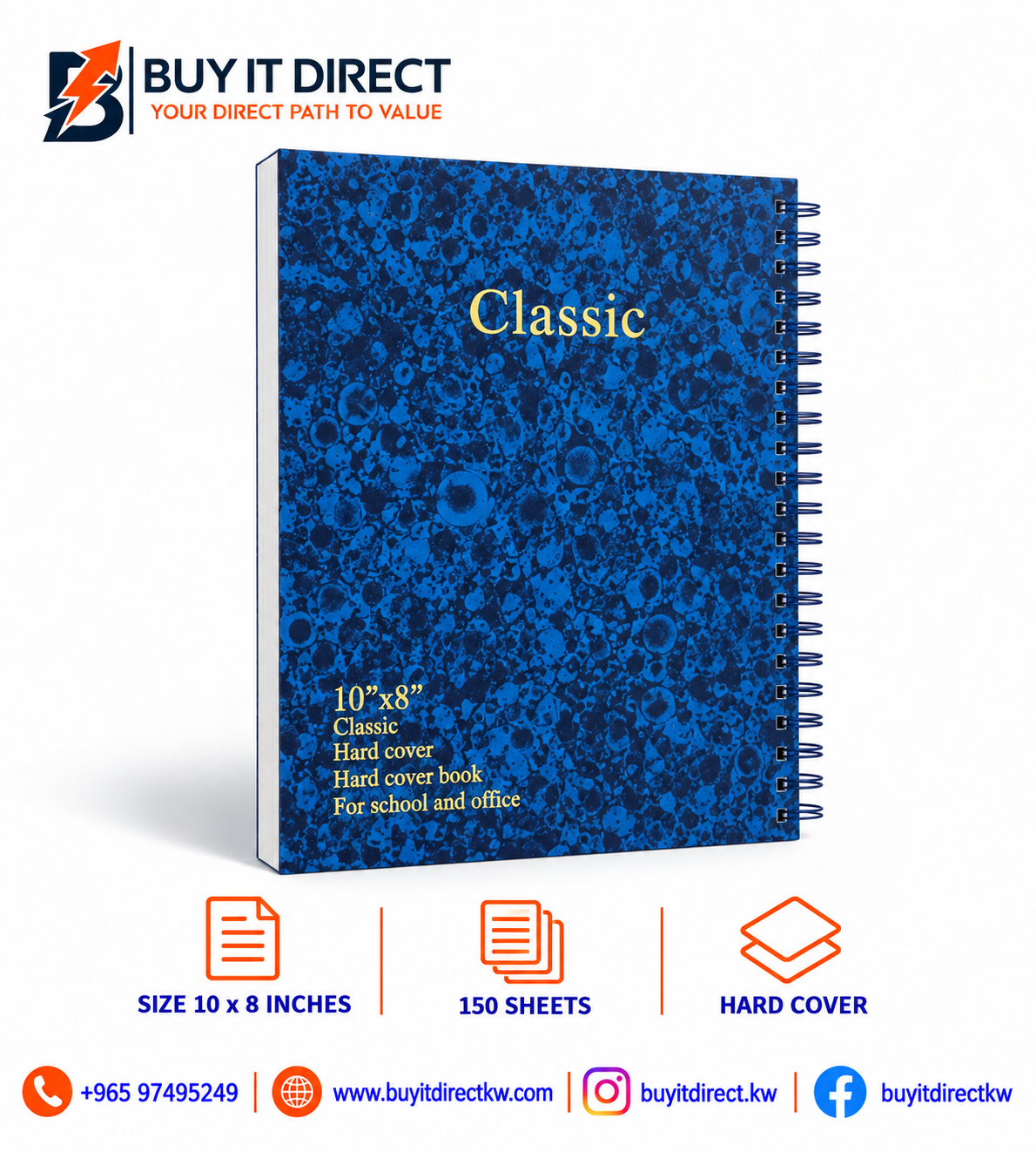 دفتر سجل Classic مقاس 10x8 بوصة