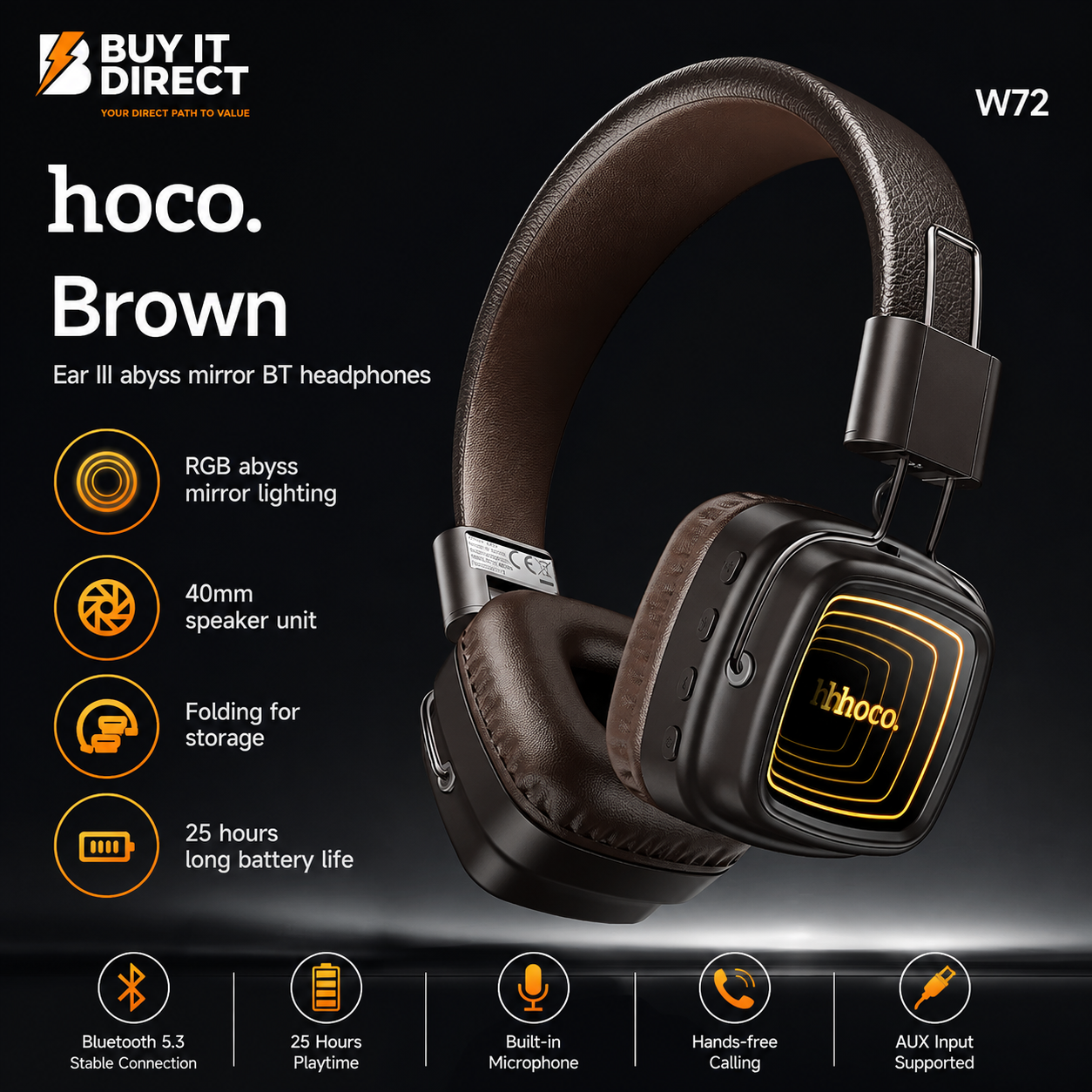 Hoco W72 Mirror Wireless Bluetooth Headphones