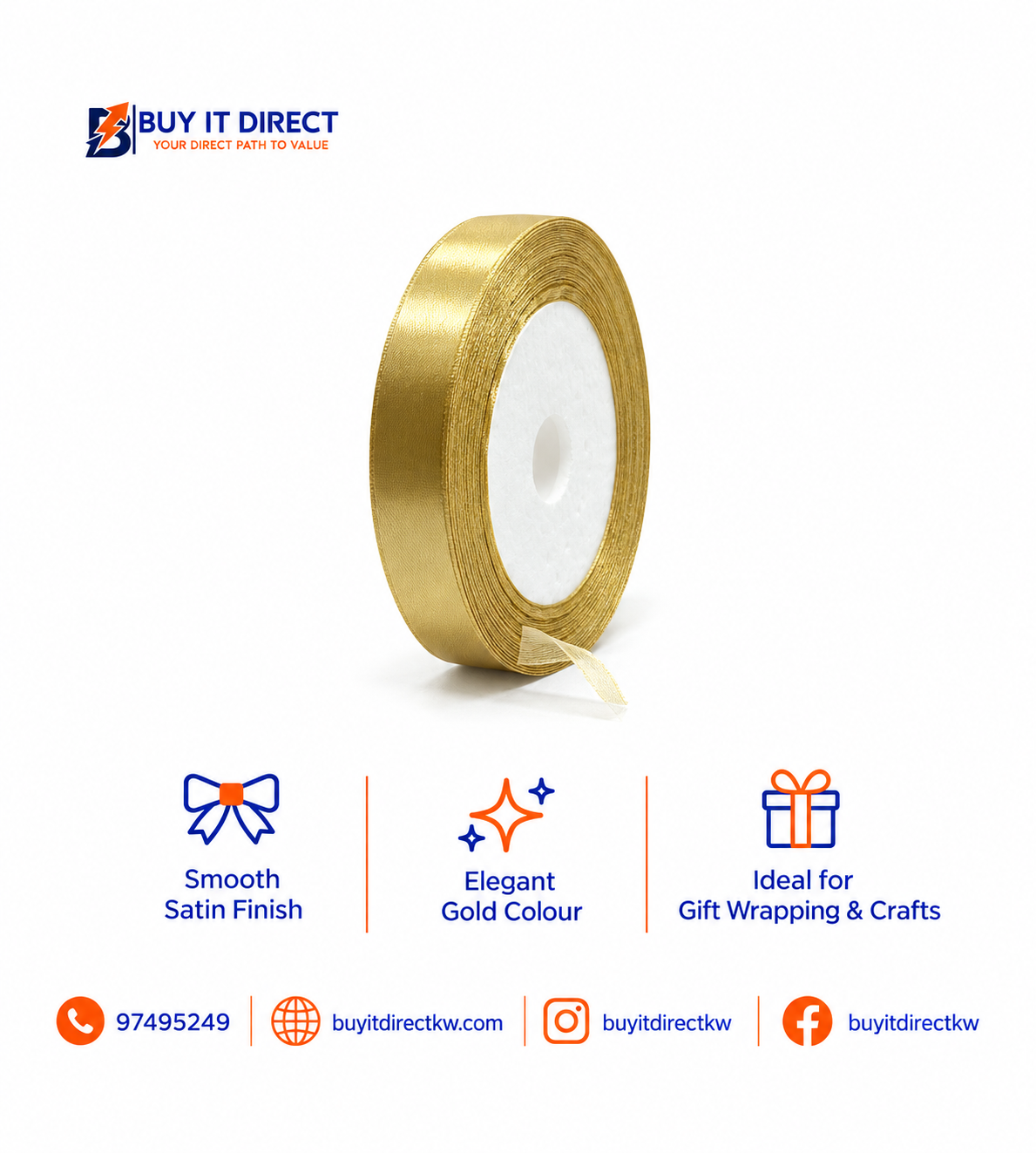 Ribbon 1.2cm – Gold
