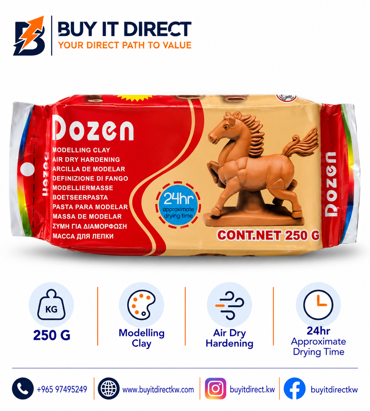 Dozen Modelling Clay Brown 250g