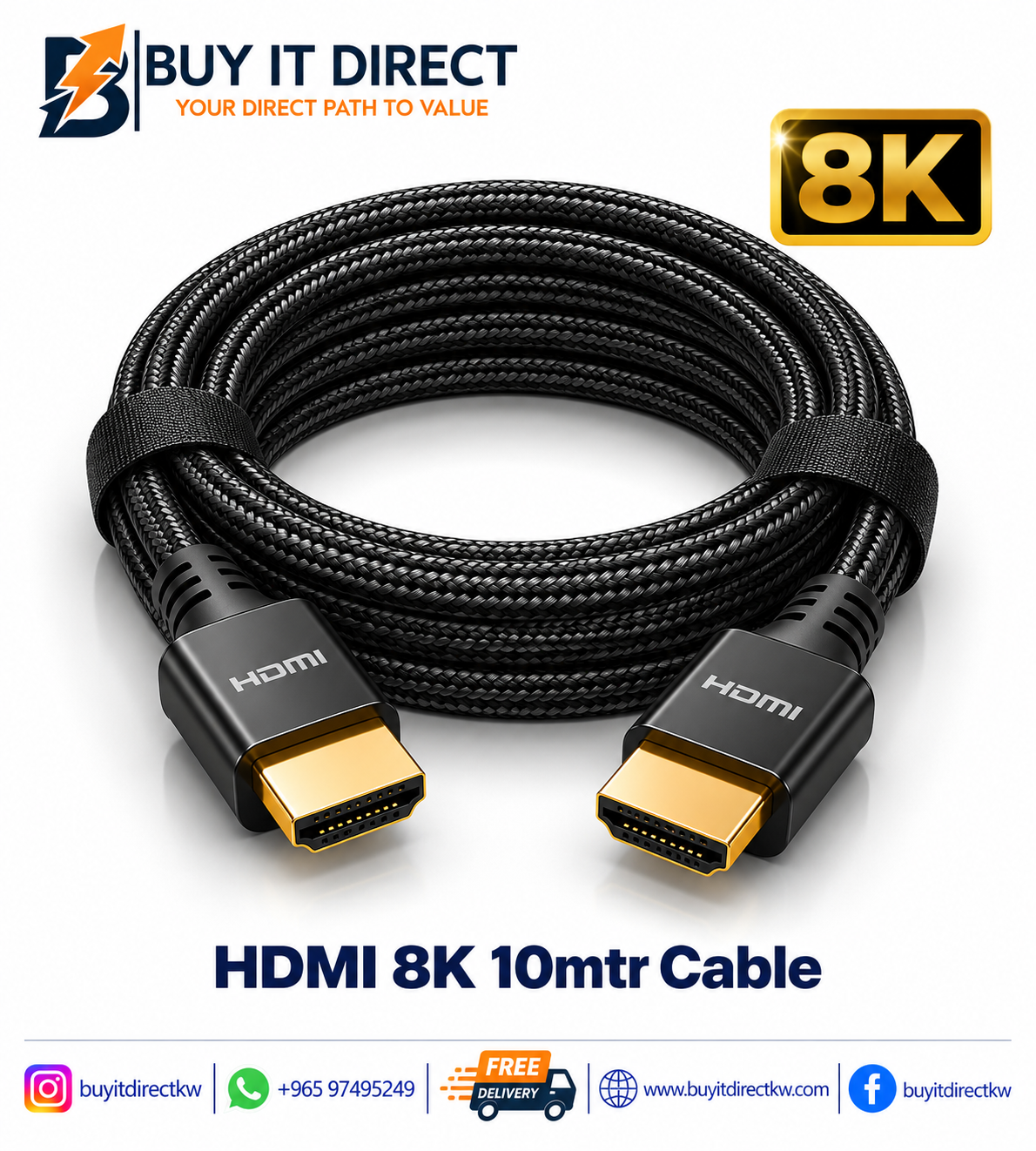كابل HDMI بصري 8K بطول 10 متر