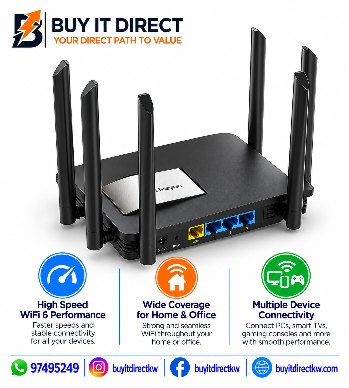 Ruijie Reyee RG EW1200G PRO 1300M Dual Band Gigabit WiFi 5 Wireless Mesh Router
