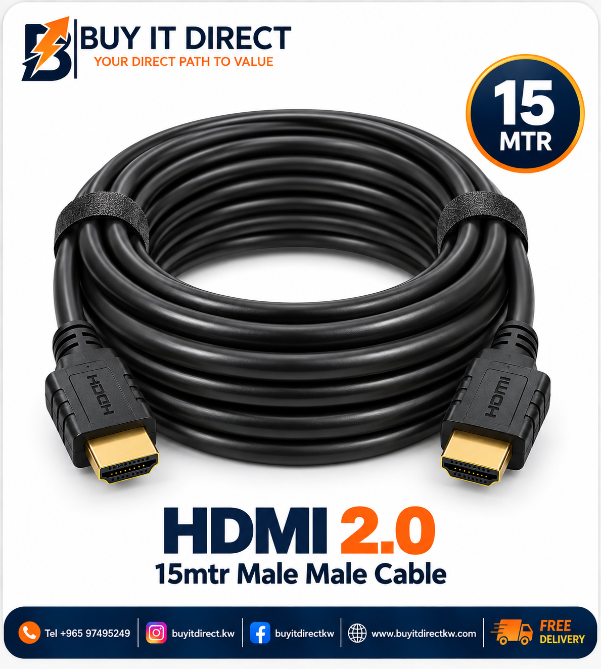 HDMI 2.0 15mtr Male Male Cable