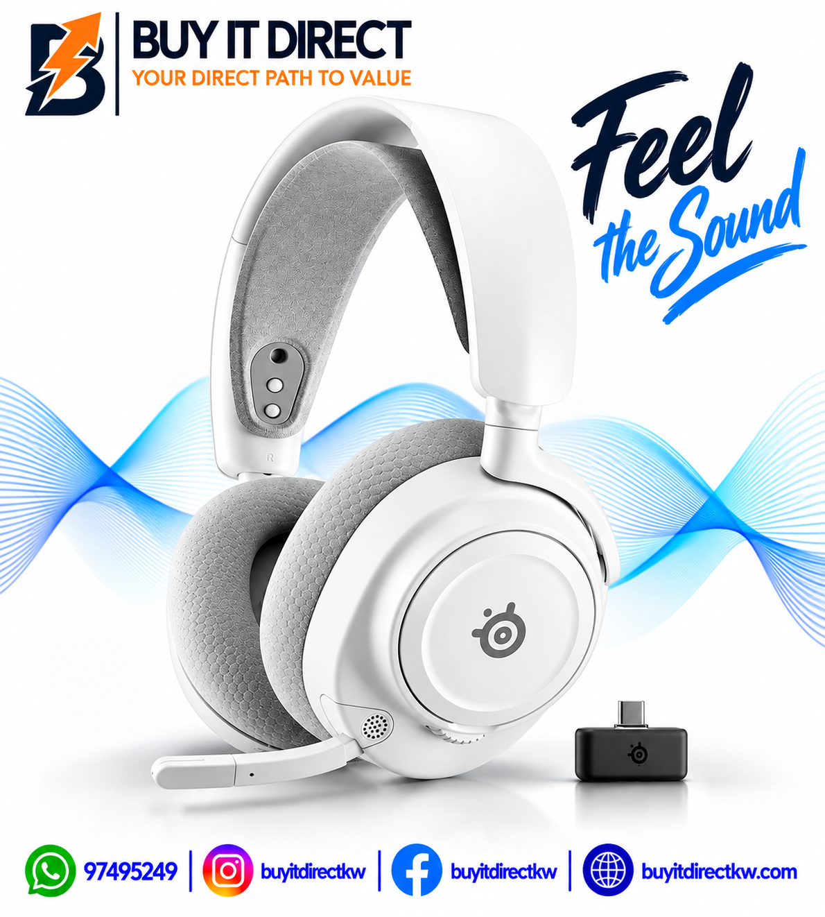 SteelSeries 61745 Arctis Nova 7P Wireless Gen 2 Gaming Headset with Mobile App Control, White
