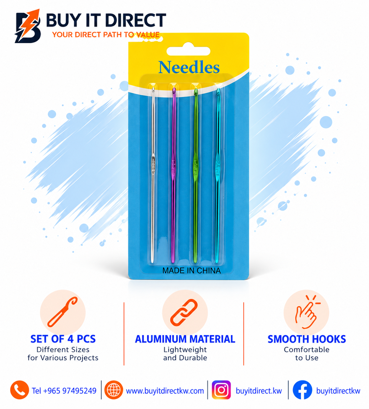 Aluminum Crochet Hooks 4 Pcs