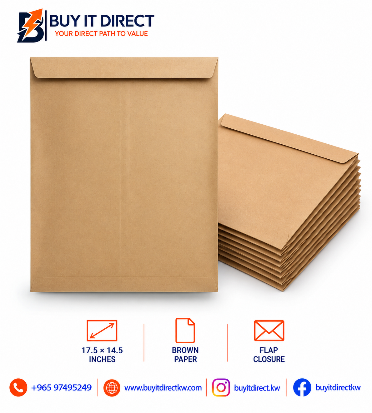 Plain Brown Envelopes 17.5 × 14.5 Inches