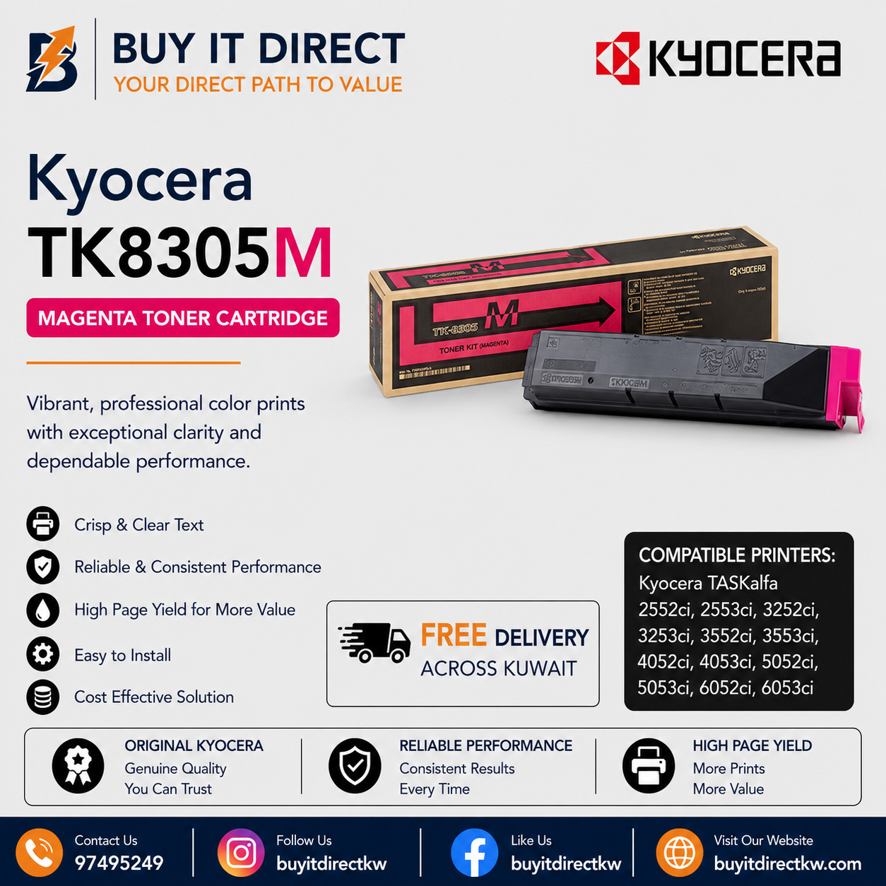 Kyocera TK8305M Magenta Toner Cartridge