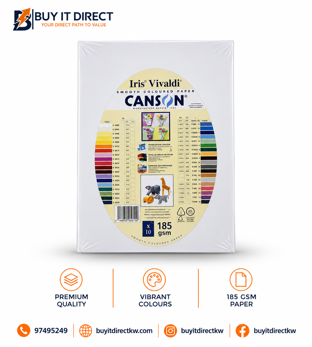 Iris Vivaldi Canson Paper A4 185 GSM 10 Sheets White
