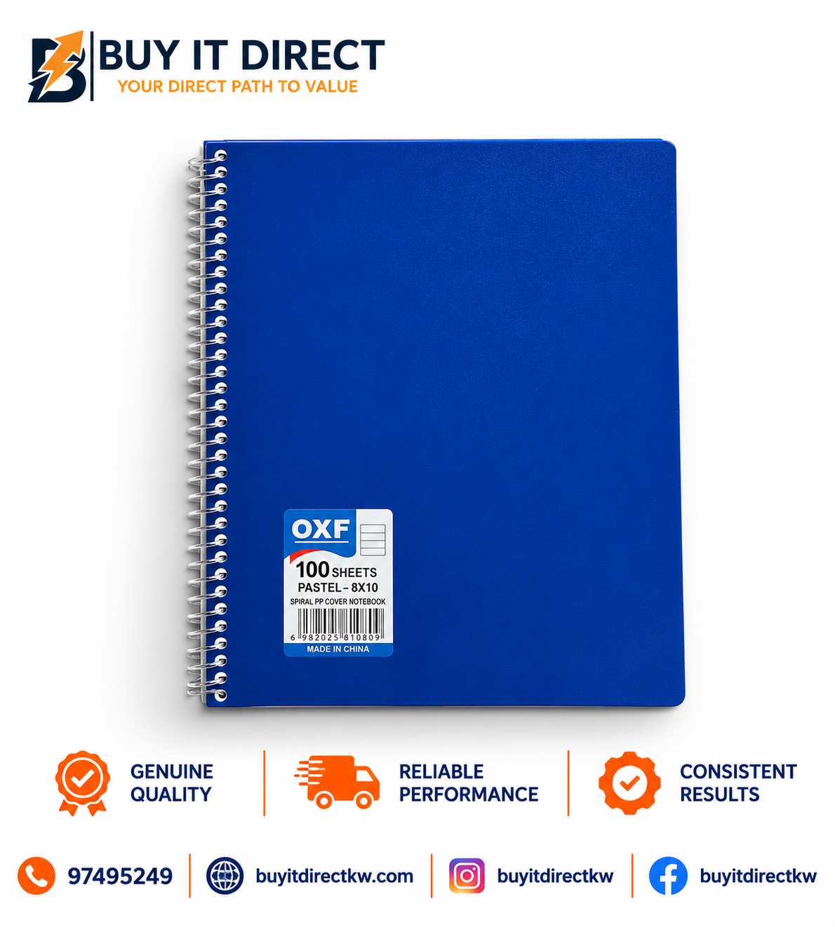 Oxford Spiral Cover Notebook 100 Sheets