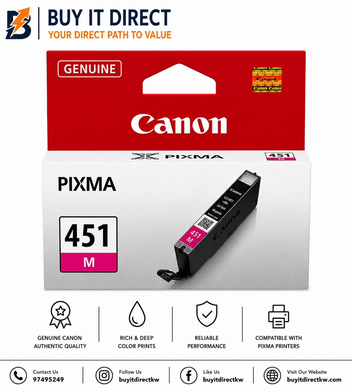خرطوشة حبر أرجواني Canon CLI451M