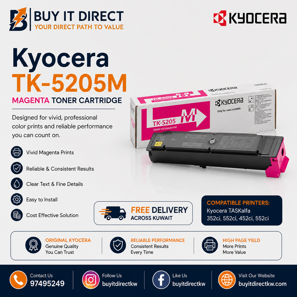 Kyocera TK5205M Magenta Toner Cartridge