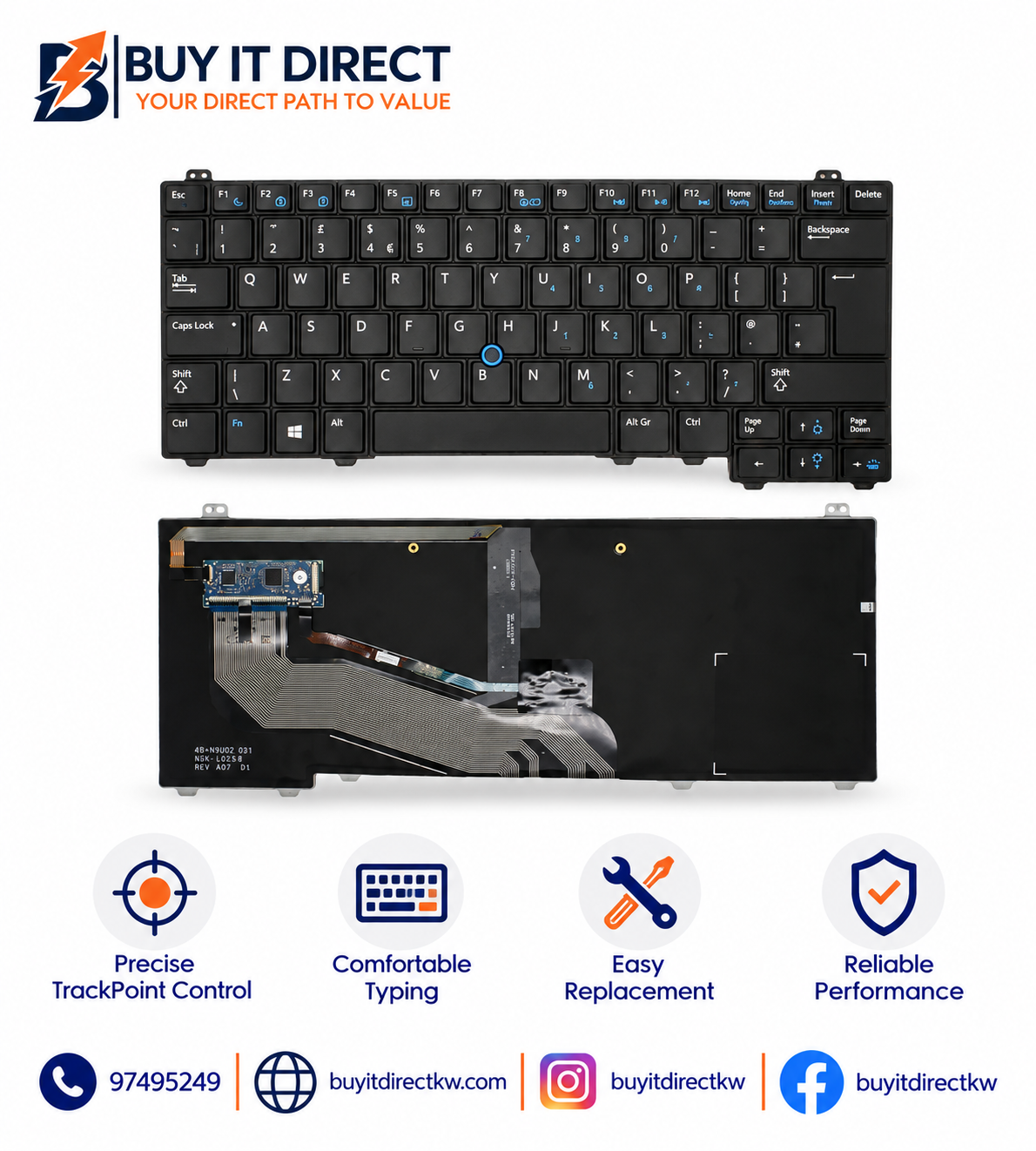Dell Latitude E5440 Laptop Keyboard Black US English Arabic Layout