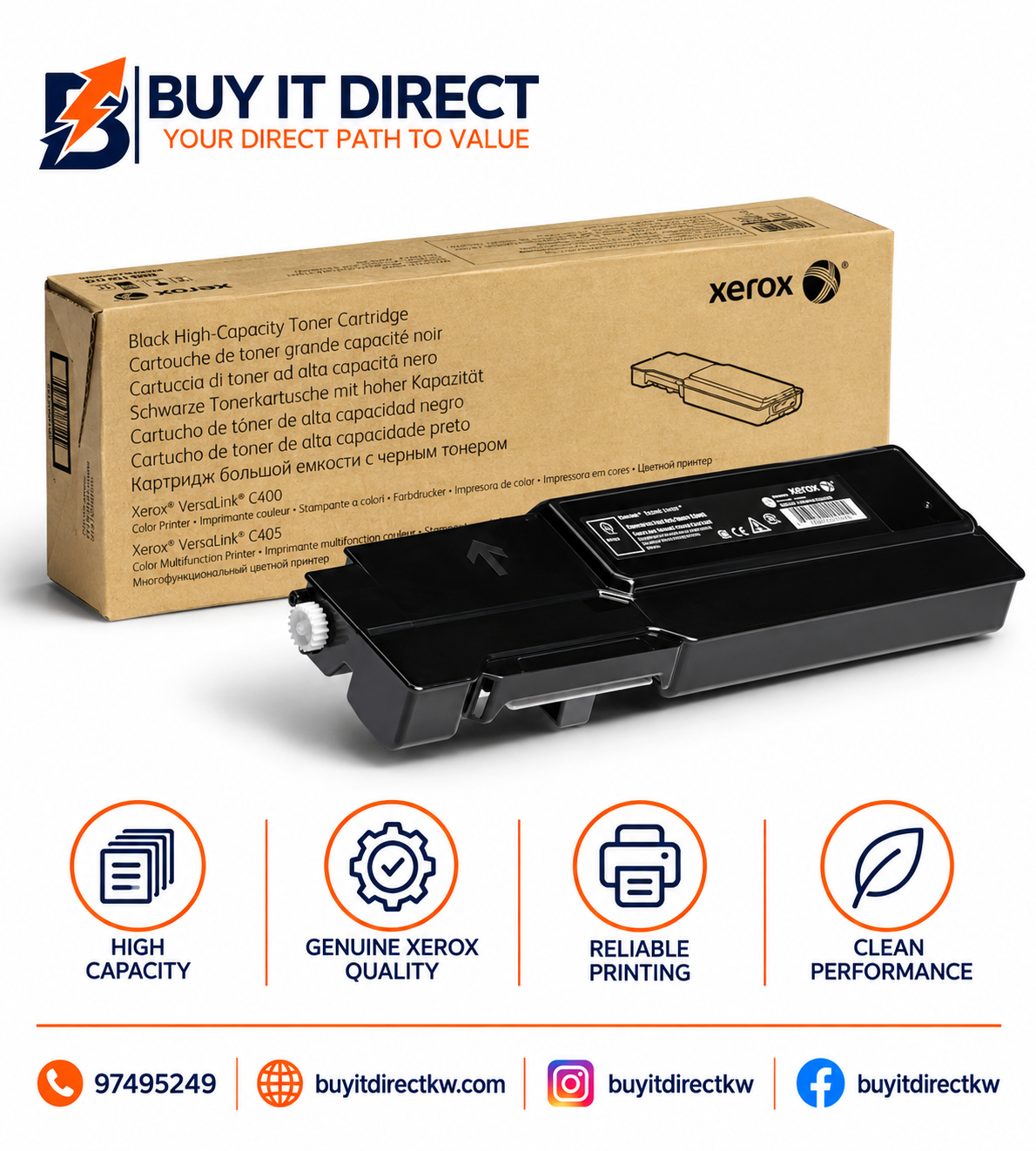 Xerox 106R03508 Standard Capacity VersaLink C400 C405 Black Toner Cartridge