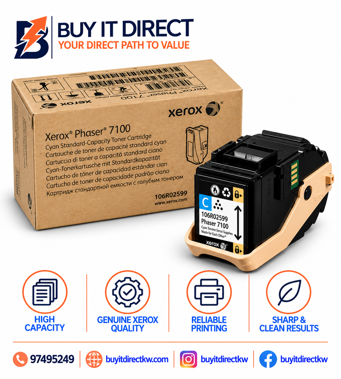 خرطوشة تونر سماوي Xerox Phaser 7100 رقم 106R02606