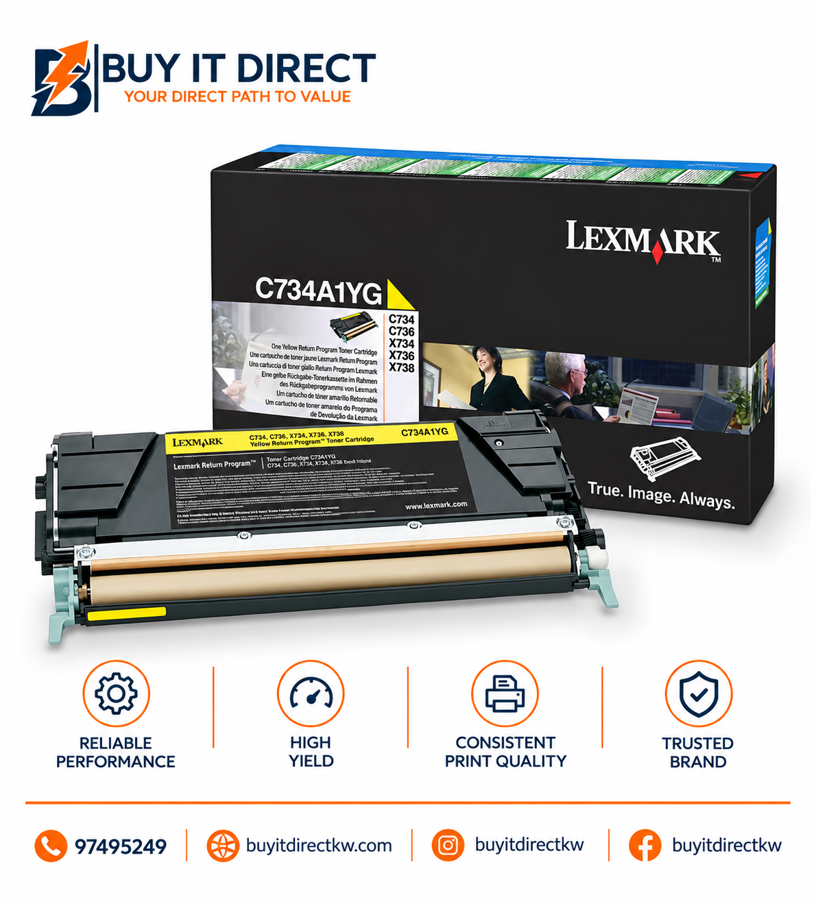 Lexmark C734 Yellow Toner Cartridge C734A2YG