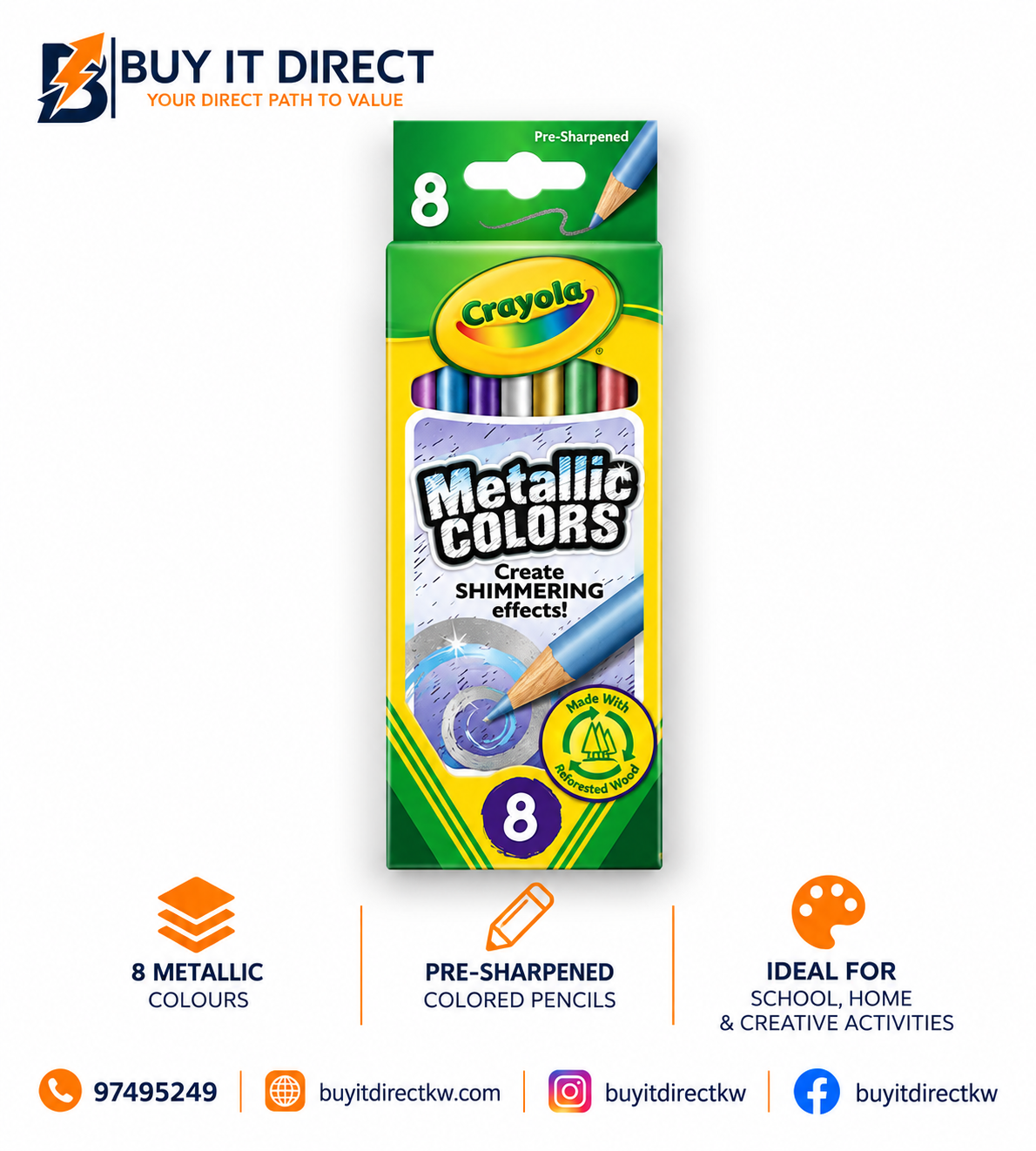 Crayola Metallic Colored Pencils 8 Count