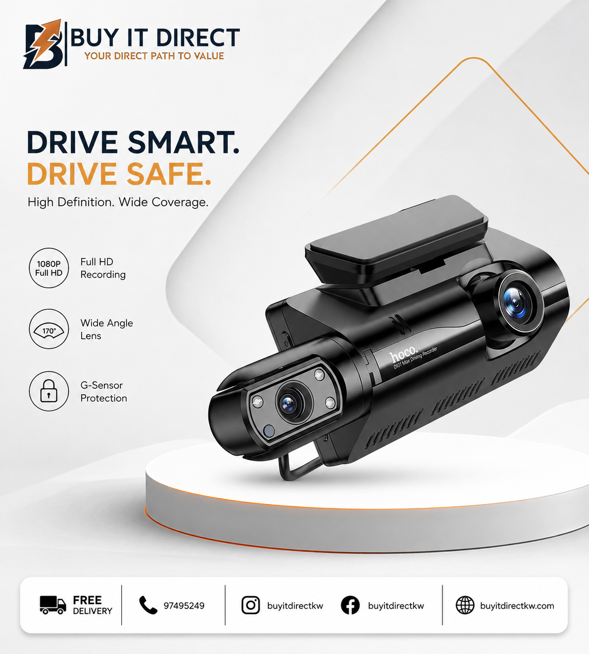 Hoco DI07 Max Dual Camera Driving Recorder Dash Camera