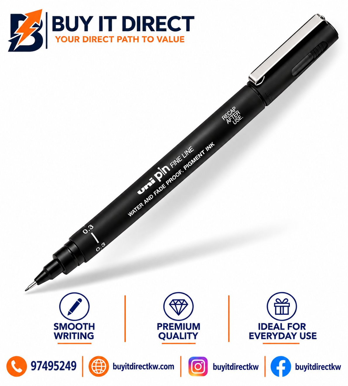 UNI PIN Fine Line 0.3 mm Black Drawing Pen