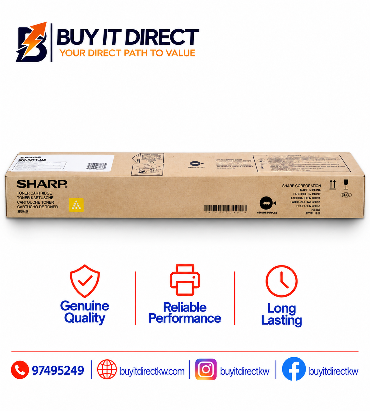 خرطوشة تونر أصفر أصلية Sharp MX-36FT-YA