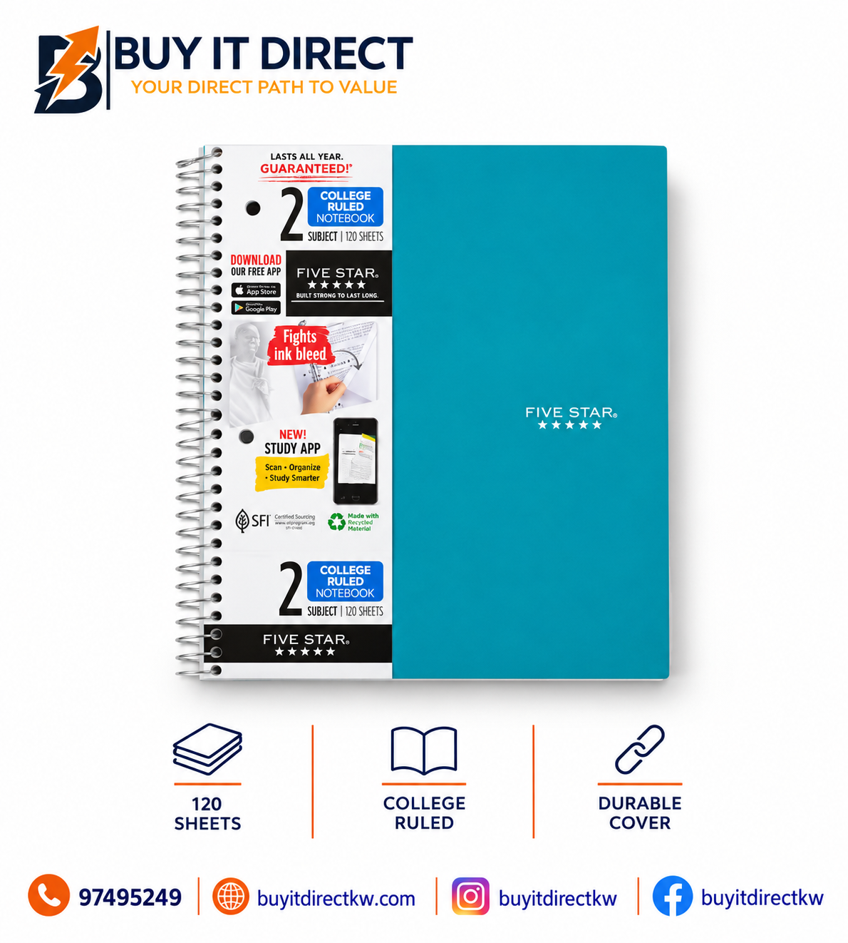 Mead College Ruled Notebook 120 Sheets