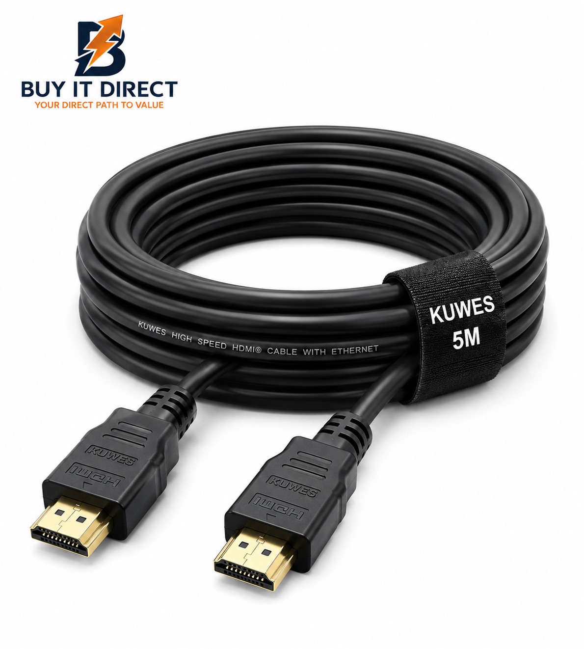 كيبل KUWES HDMI ذكر إلى ذكر إصدار 2.0 بدقة 4K بطول 5 متر