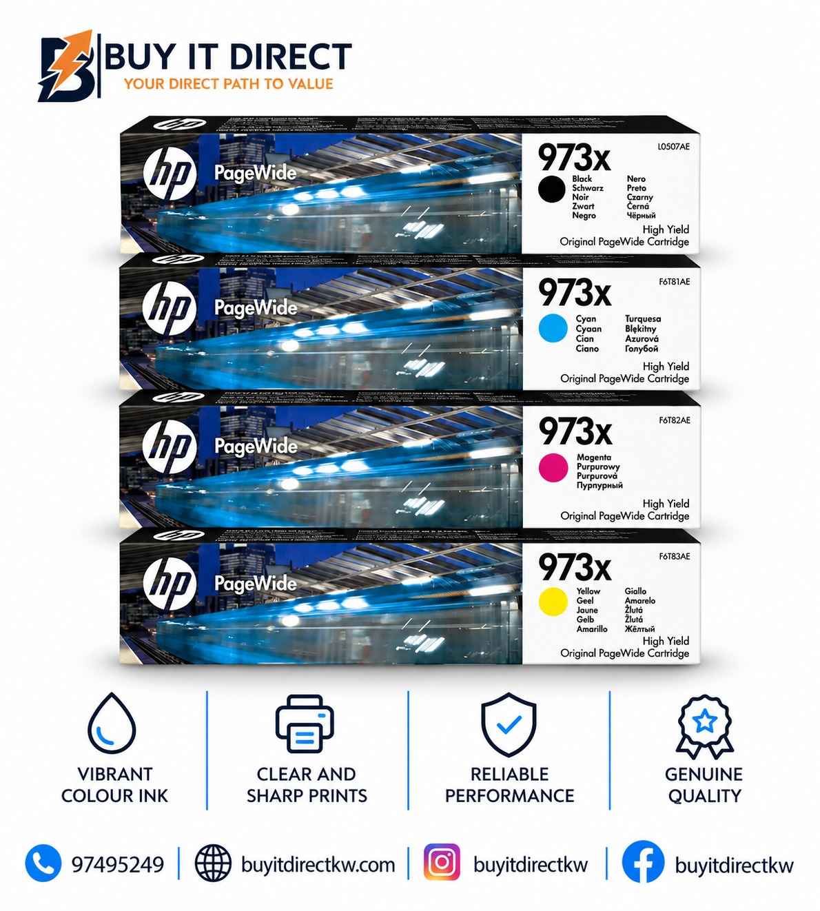 HP 973X High Yield Original PageWide Ink Cartridge Combo Pack