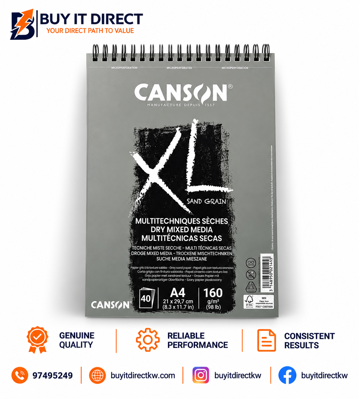 Canson XL Sand Grain Paper A4 40 Sheets