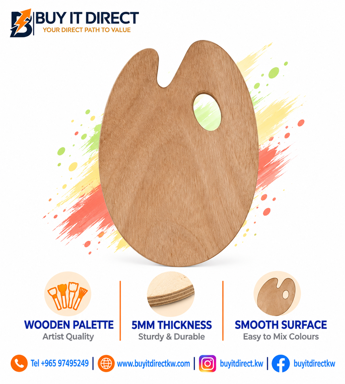 Wooden Painting Palette 5mm
